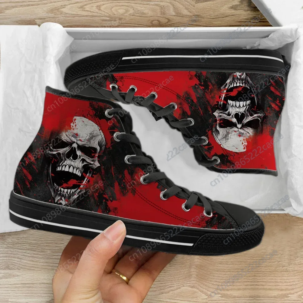 Men Shoes Red - Crazy Skeleton Red Custom High top