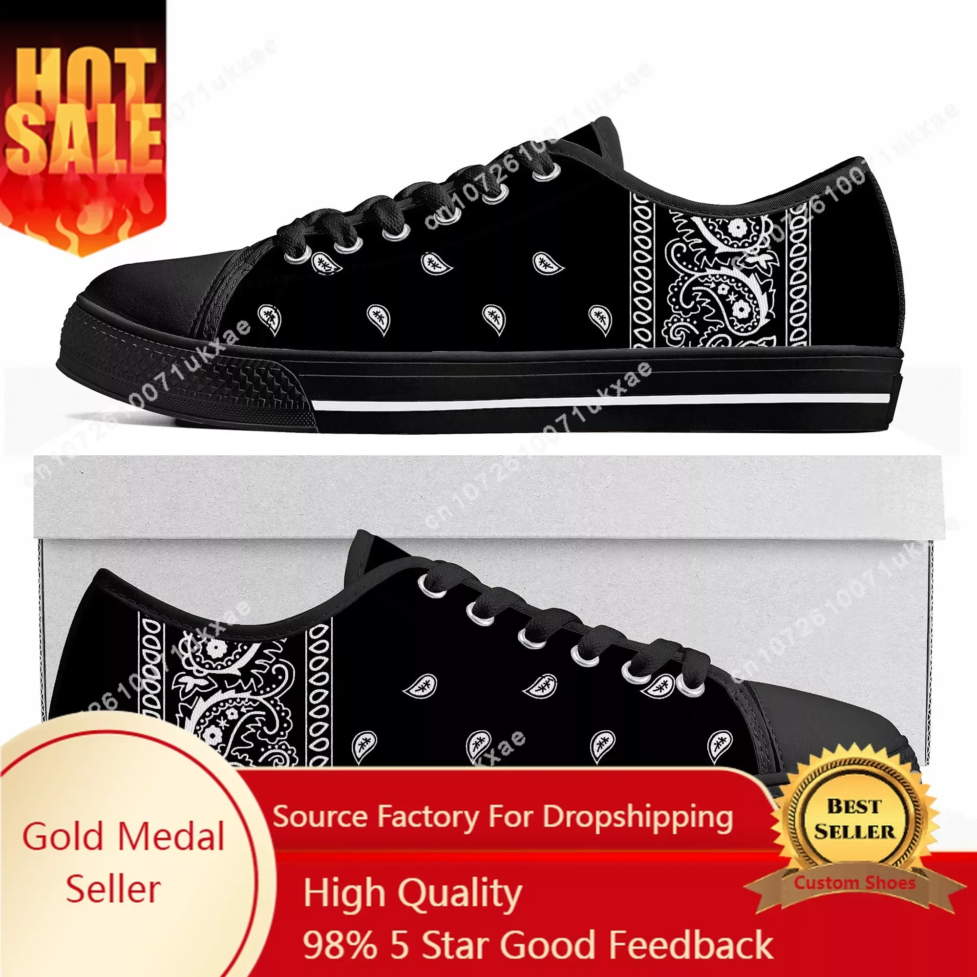 Men Shoes Red - Bandana Paisley Low Top Sneakers Mens