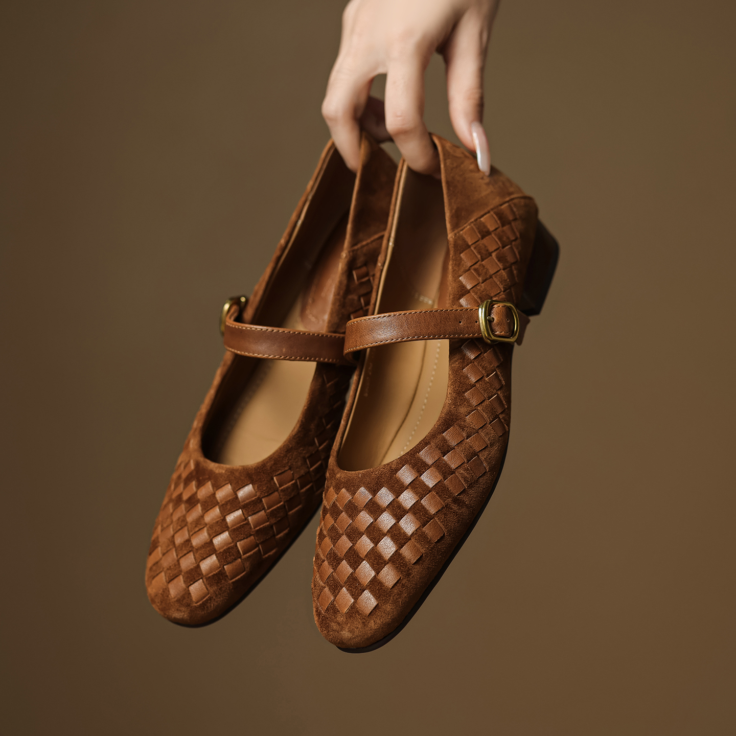 Men'S Shoes To Women'S - Handmade Genuine Woven Texture Low heels