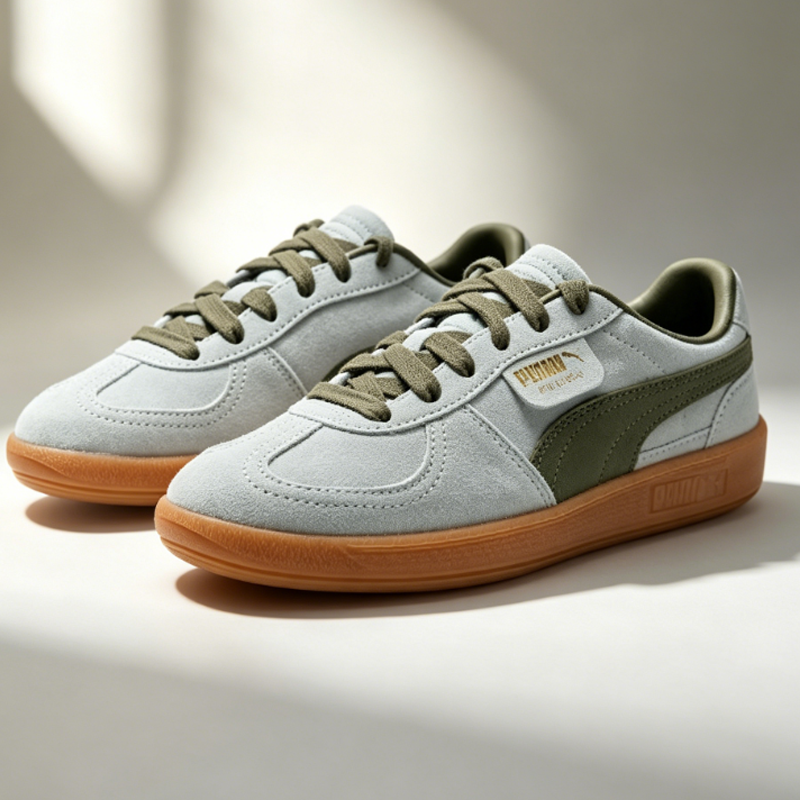 Men Shoes Puma - Light Grey Olive Green Puma Suede