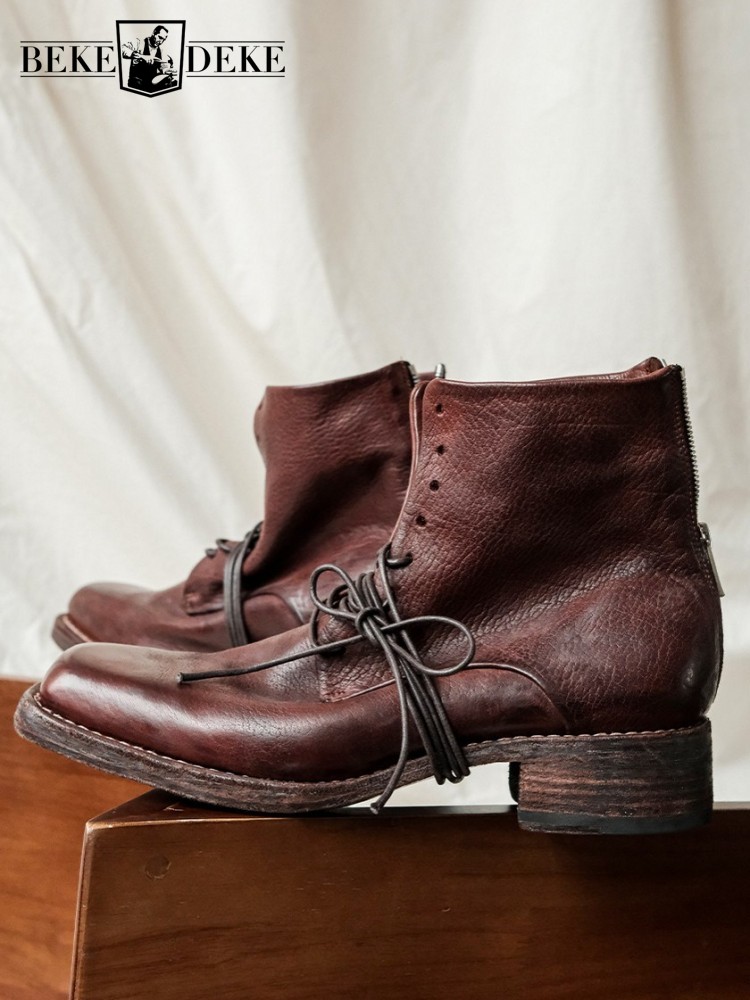 Retro Fashion Male Zipper Genu - Men'S Shoes With Height Increase のレビューと価格