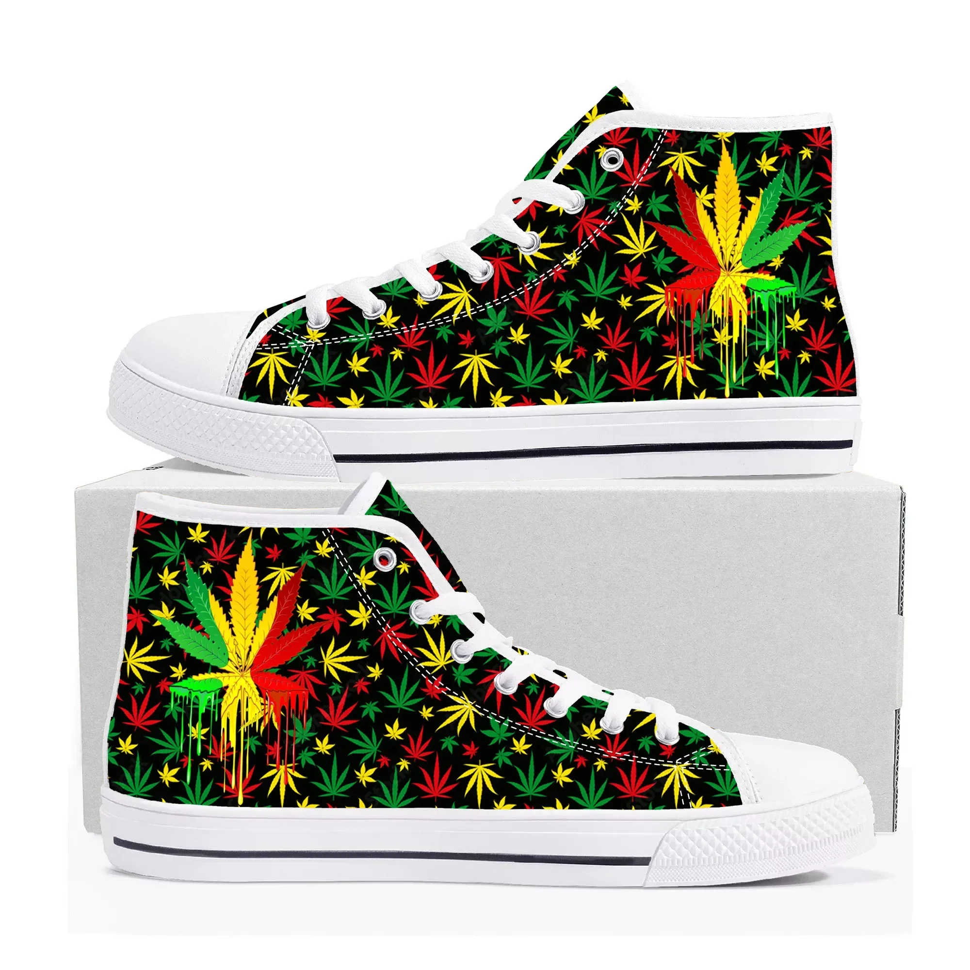 Leaf Weed Rasta Marijuana Red  - Men Shoes Red のレビューと価格