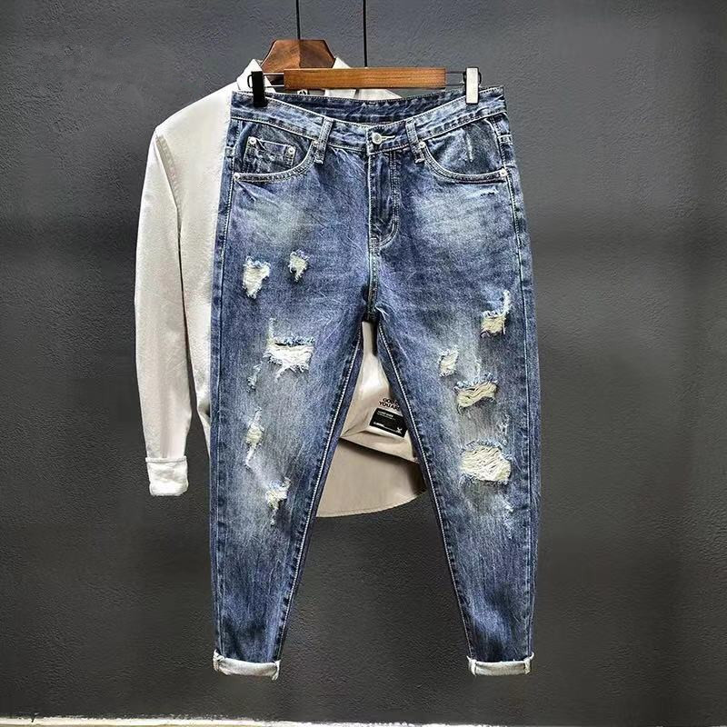 Nine-point jeans with holes fo - Men'S Shoes For Jeans のレビューと価格