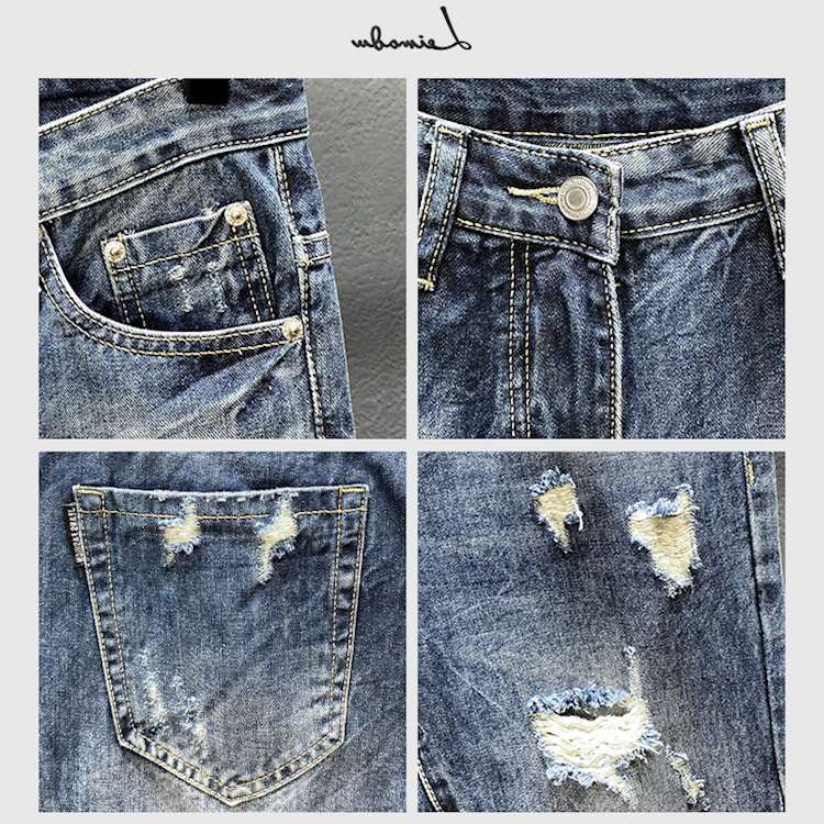 Nine-point jeans with holes fo - Men'S Shoes For Jeans のレビューと価格