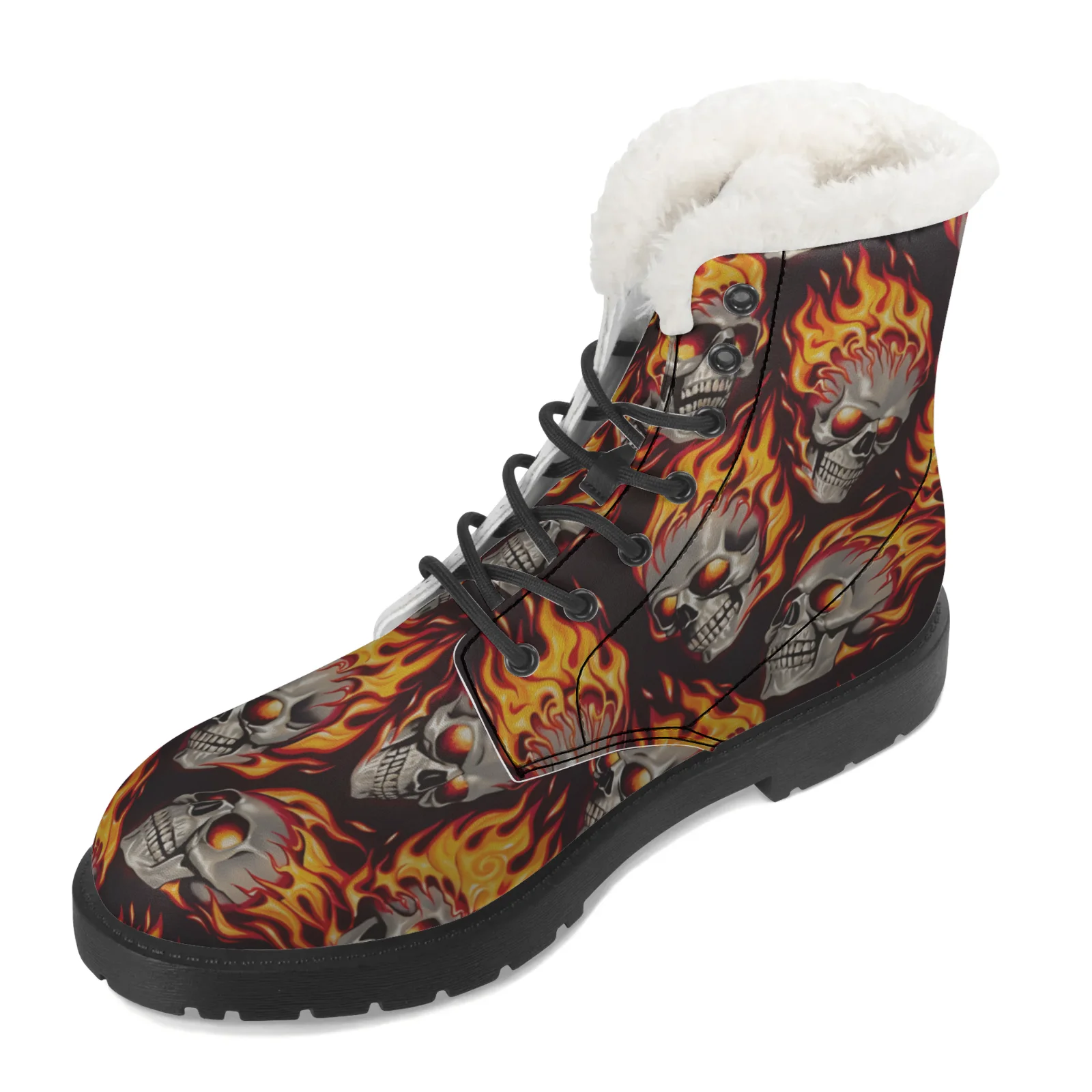 Fire Skull Patterns Snow Boots - Men Shoes Eu To Us のレビューと価格