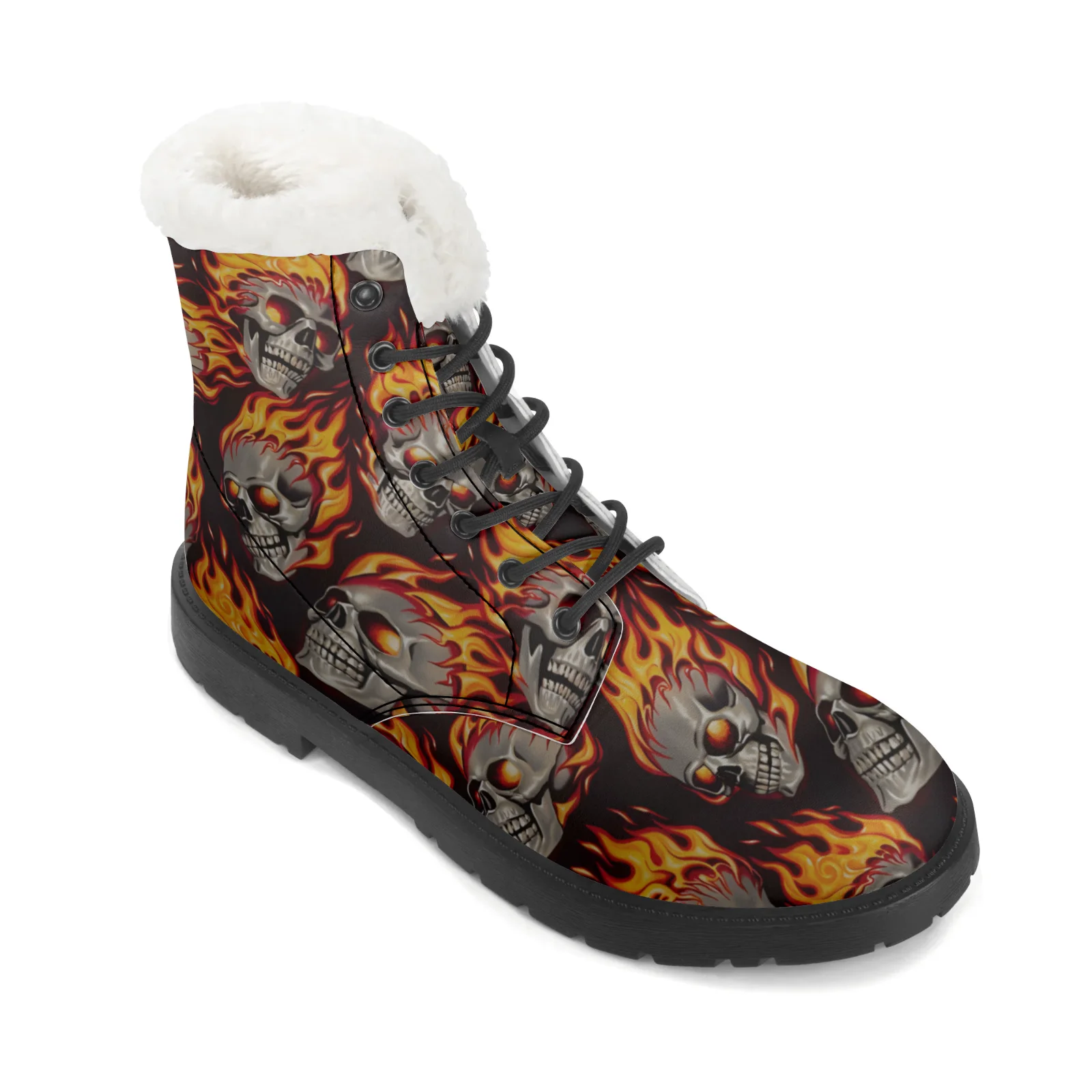 Fire Skull Patterns Snow Boots - Men Shoes Eu To Us のレビューと価格