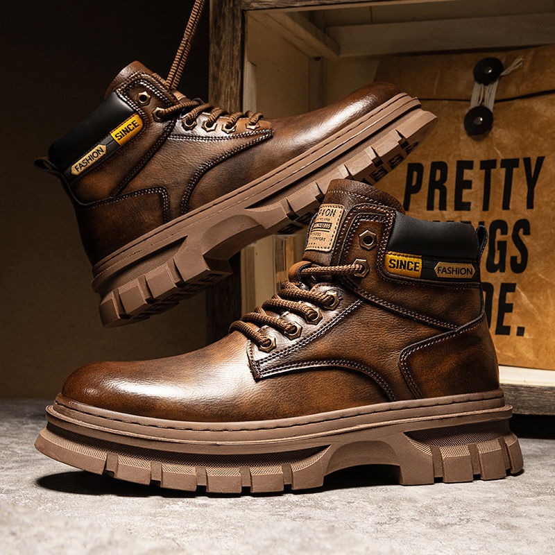 Vintage Men Platform Ankle Boo - Men'S Shoes For Work のレビューと価格