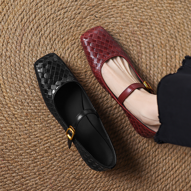 Woven Flat Bottom Mary Jane Wo - Men'S Shoes With Toes のレビューと価格
