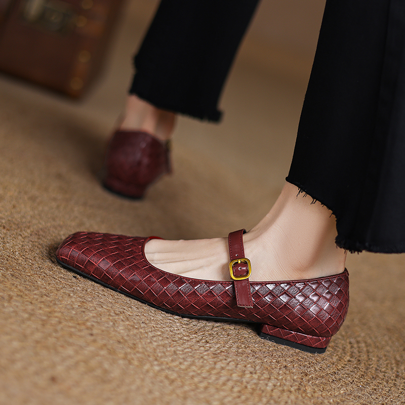 Woven Flat Bottom Mary Jane Wo - Men'S Shoes With Toes のレビューと価格