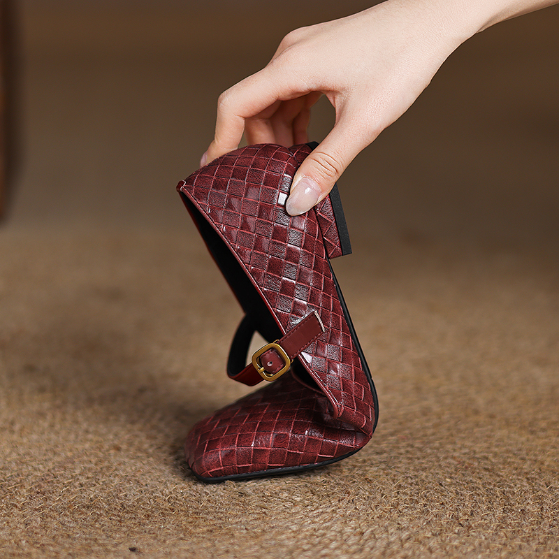Woven Flat Bottom Mary Jane Wo - Men'S Shoes With Toes のレビューと価格