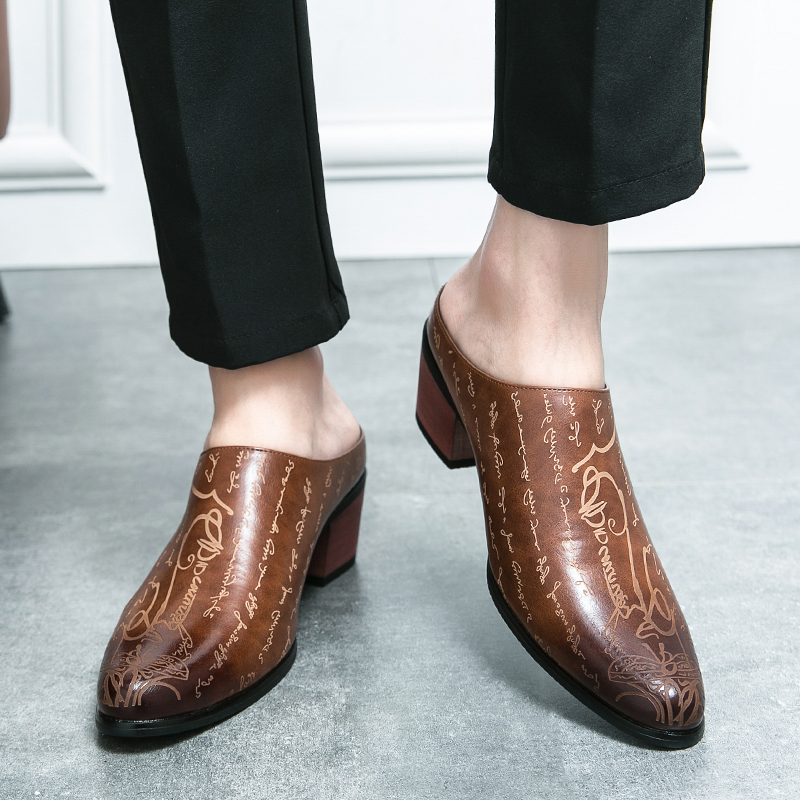 Men Brown Leather Mules Slippe - Men'S Shoes With Toes のレビューと価格