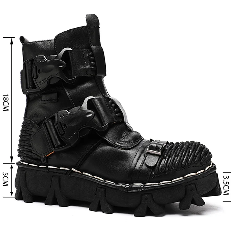 Men's Genuine Leather Motorcyc - Men Shoes Red のレビューと価格