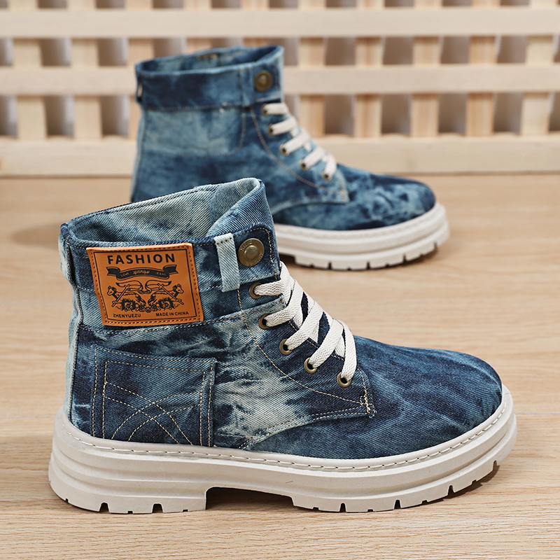 Washable Tie-Dye Denim High-To - Men'S Shoes Grip のレビューと価格