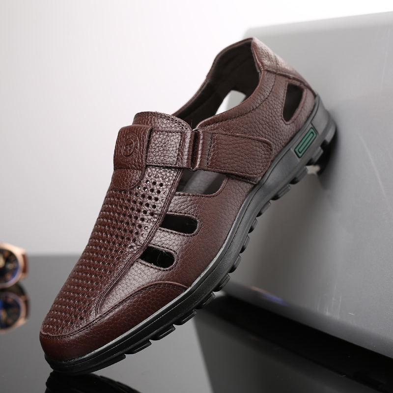 Men's Genuine Leather Sandals  - Men Shoes Eu To Us のレビューと価格