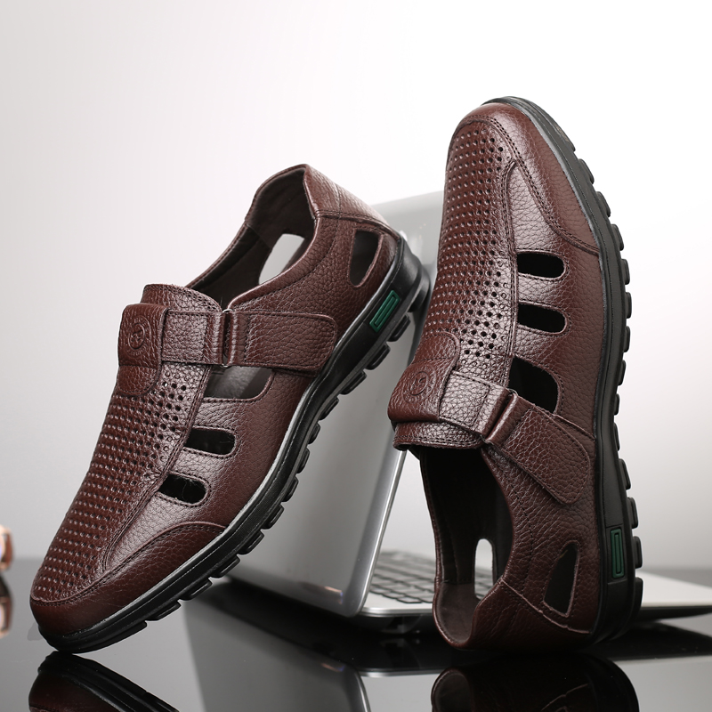 Men's Genuine Leather Sandals  - Men Shoes Eu To Us のレビューと価格