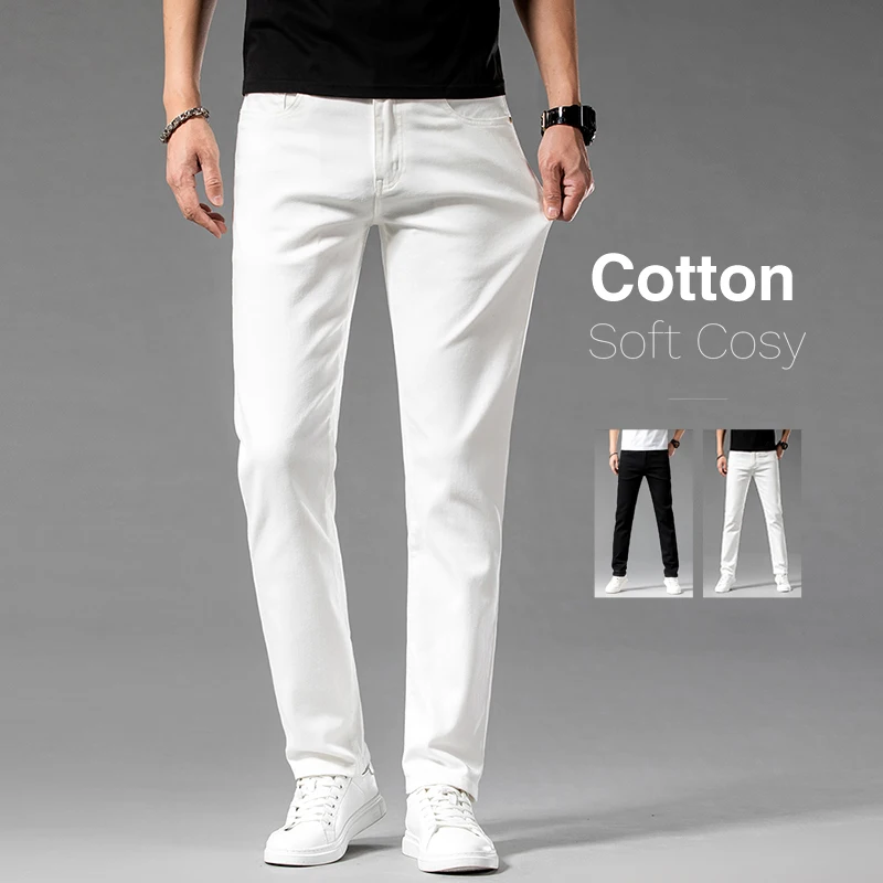 White Summer Men's Slim Jeans  - Men'S Shoes For Jeans のレビューと価格