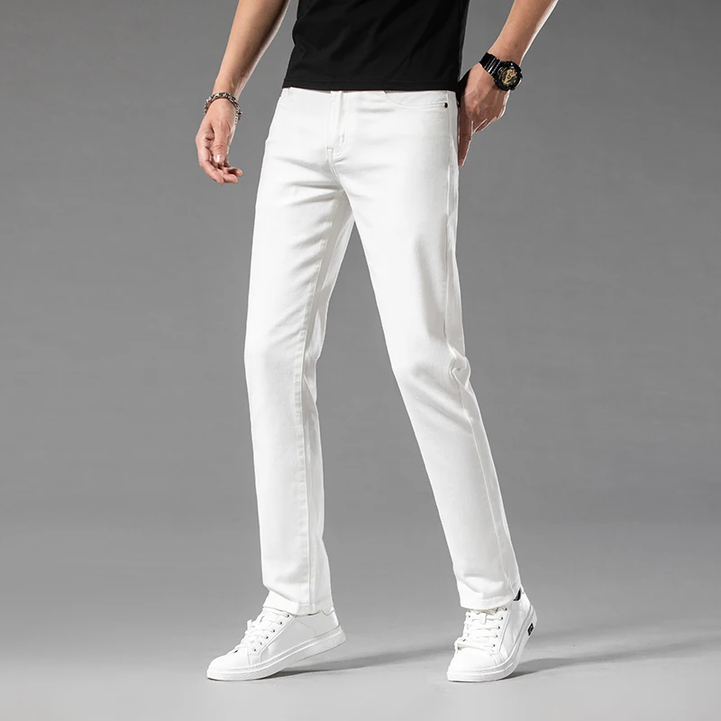 White Summer Men's Slim Jeans  - Men'S Shoes For Jeans のレビューと価格