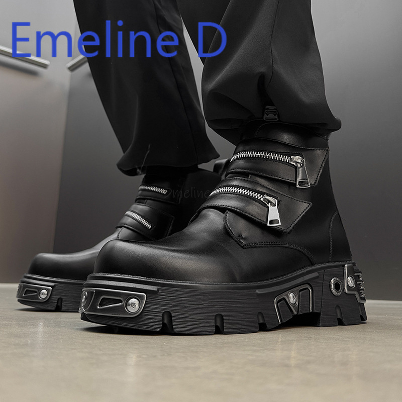Dark Punk High Top Shoes Fashi - Men'S Shoes With Height Increase のレビューと価格