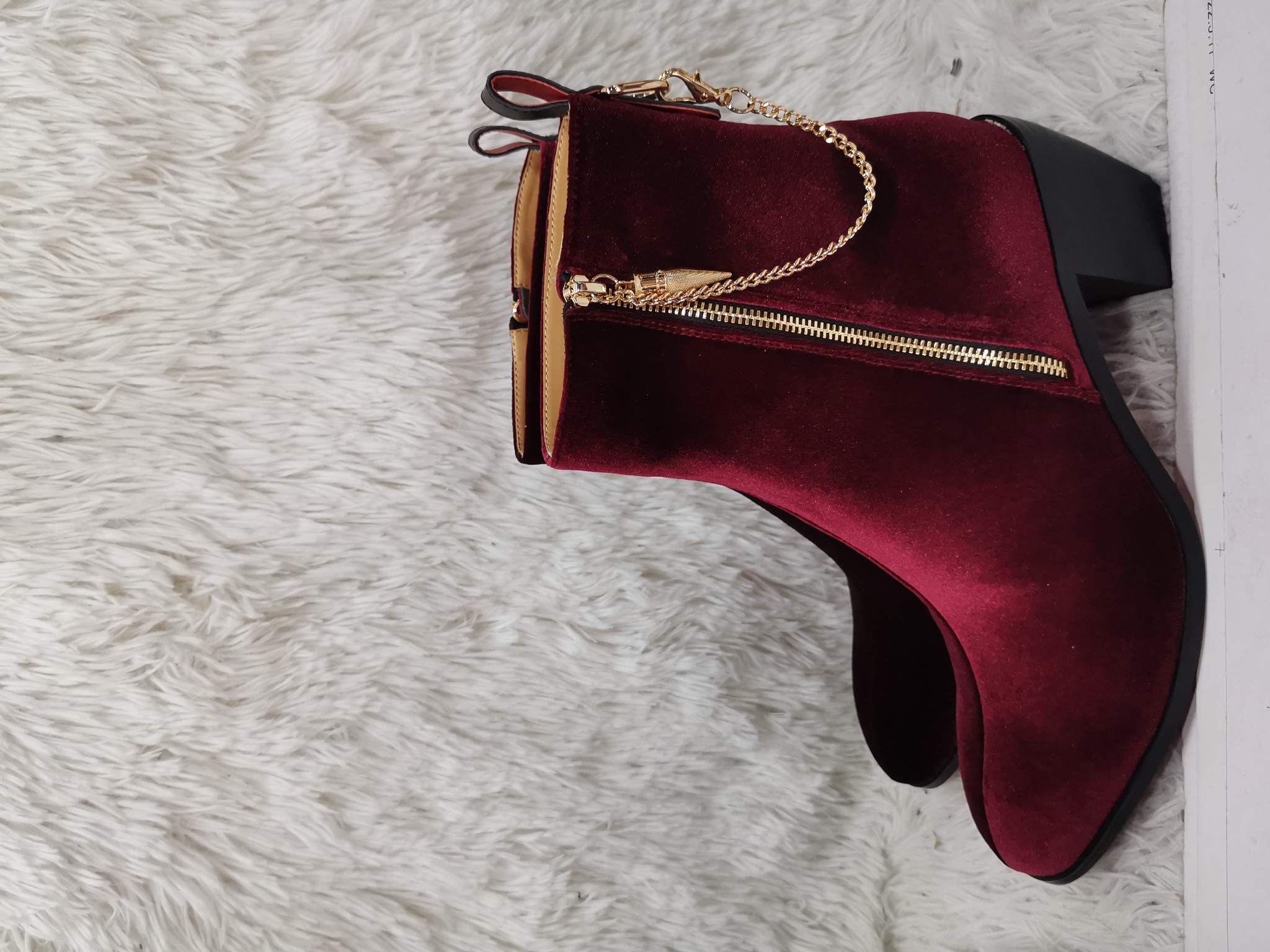 Suede Ankle Boots Gold Chain H - Men Shoes Red のレビューと価格