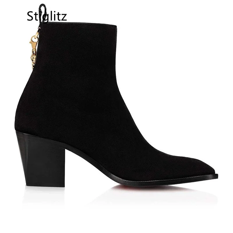 Suede Ankle Boots Gold Chain H - Men Shoes Red のレビューと価格