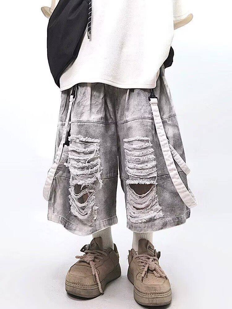 Retro Hip-hop Men's Ripped Jea - Men'S Shoes For Jeans のレビューと価格