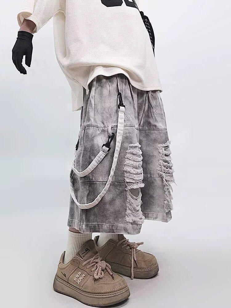 Retro Hip-hop Men's Ripped Jea - Men'S Shoes For Jeans のレビューと価格