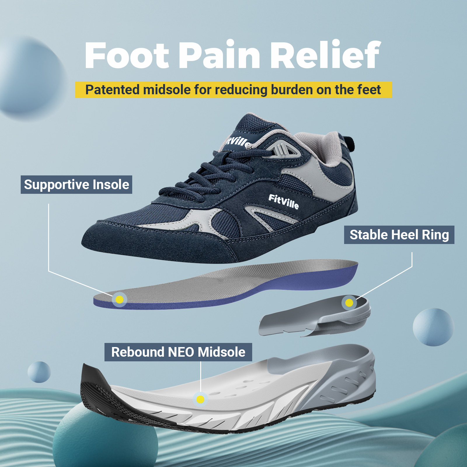 FitVille Newest Walking Shoes  - Men'S Shoes Wide Width のレビューと価格